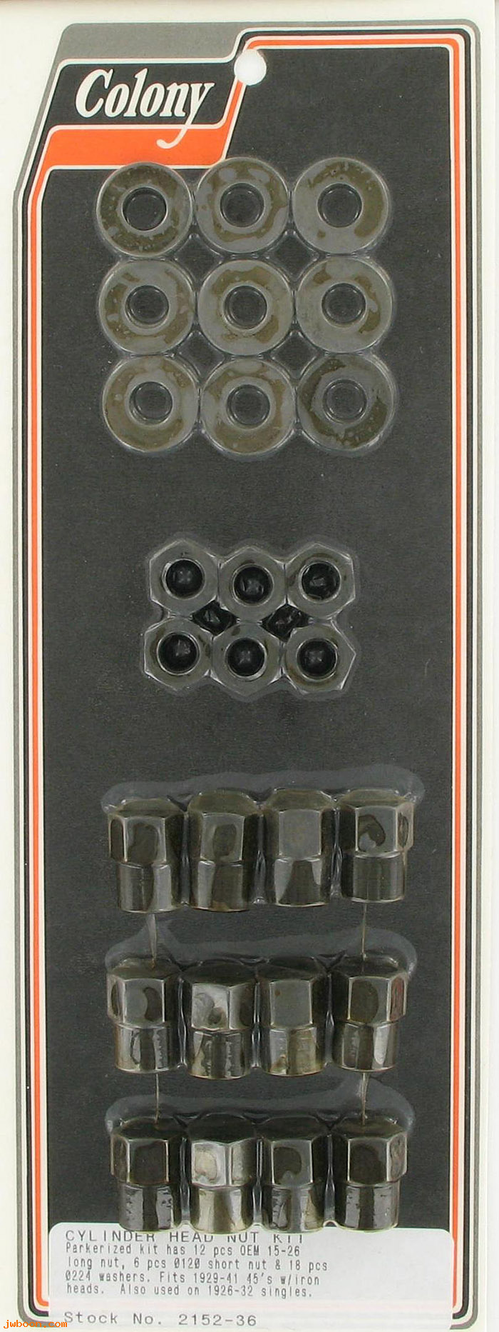 C 2152-36 (15-26 / 0120 / 0224): Cylinder head nut kit  3/8"-16-Singles 26-34.750cc 29-41,in stock