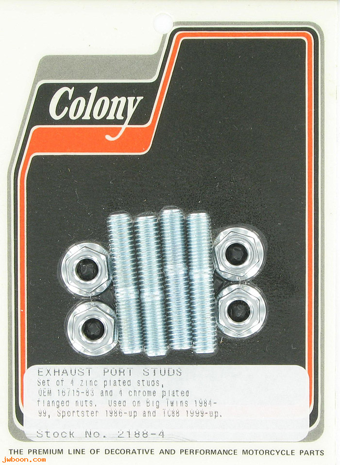 C 2188-4 (16715-83): Exhaust port studs & nuts (4) - FL, FX '84-'99. XL '86-  Twin Cam