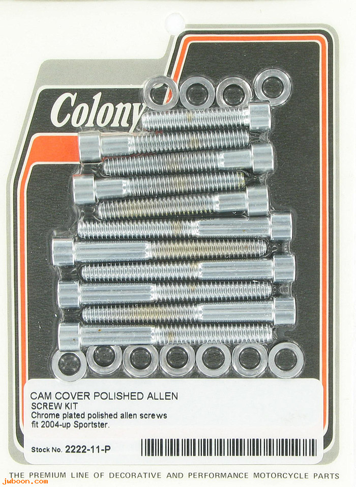 C 2222-11-P (): Cam cover screw kit, polished Allen, in stock, Sportster XL 2004-