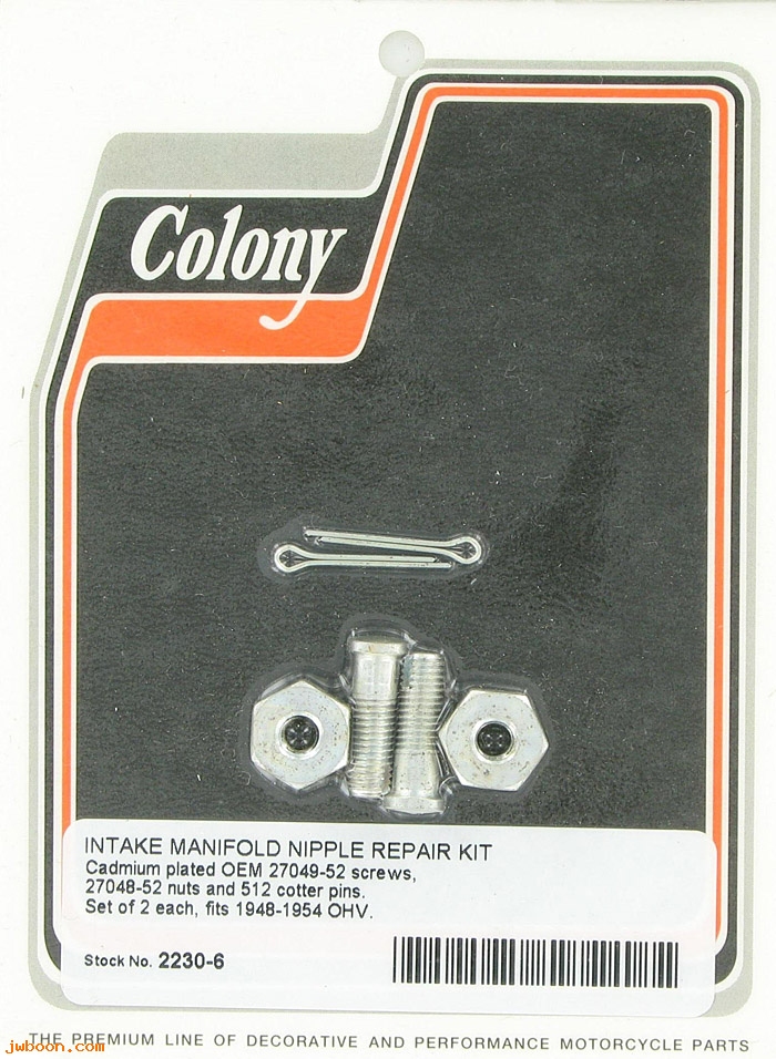 C 2230-6 (27048-52  / 27049-52): Intake manifold nipple repair kit-screws,nuts,cott. pins-BT 48-54