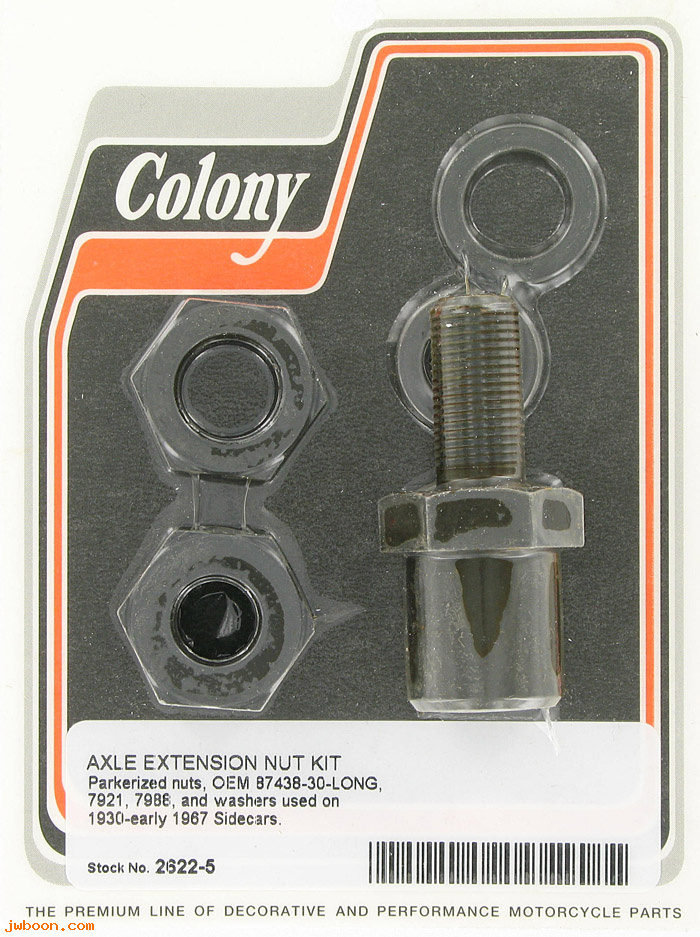 C 2622-5 (87438-30 / 6157-30): Sidecar axle extension nut kit/longer thread-Sidecar '30-early'67
