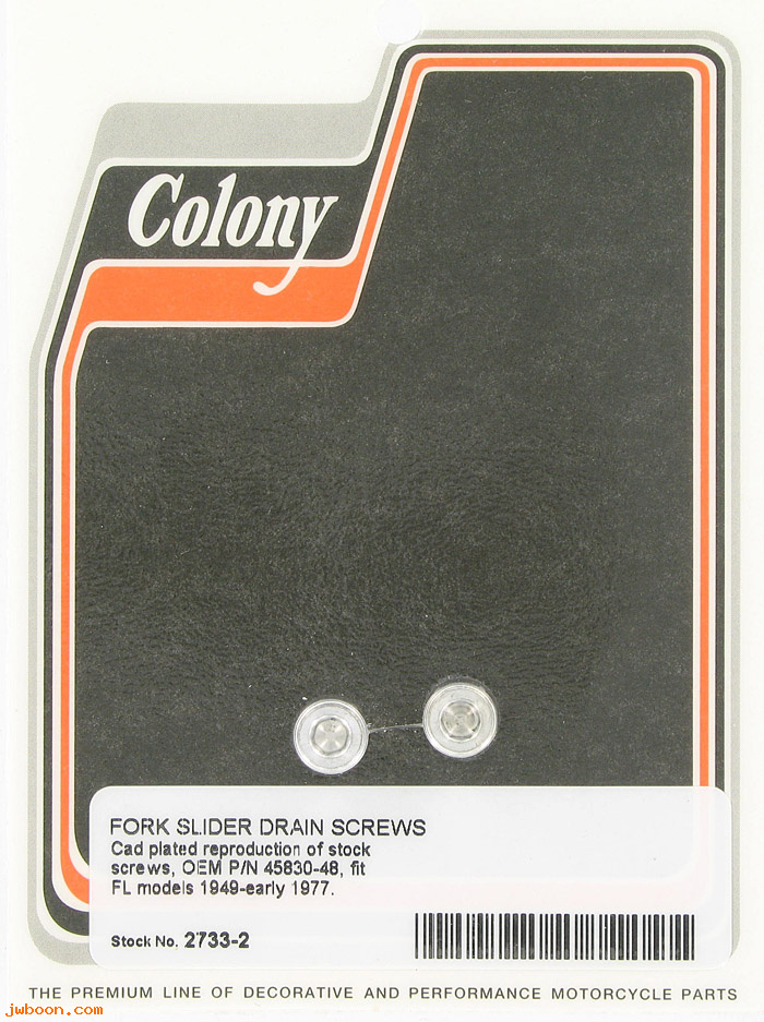 C 2733-2 (45830-48): Fork slider drain screws - FL 49-e77.Servi-car 58-73. XL's. FX's