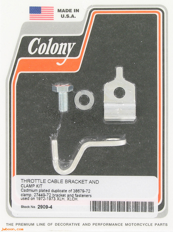 C 2909-4 (27449-72 / 38679-72): Throttle cable bracket&clamp kit - XL 72-73; late'79-83, in stock