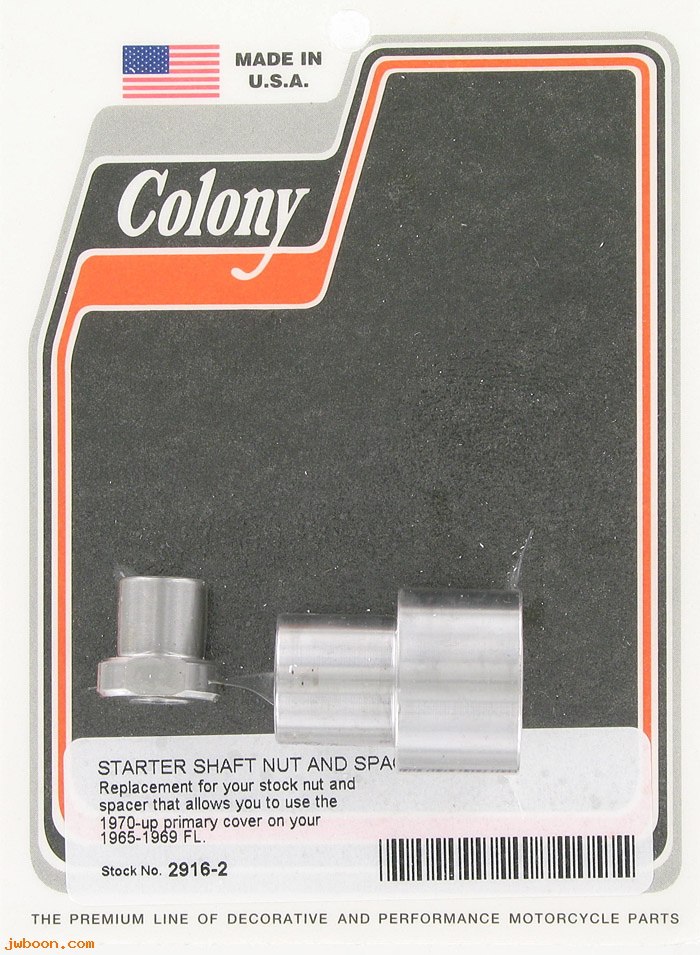 C 2916-2 (): Starter shaft nut and spacer kit - Big Twins '65-'69, in stock