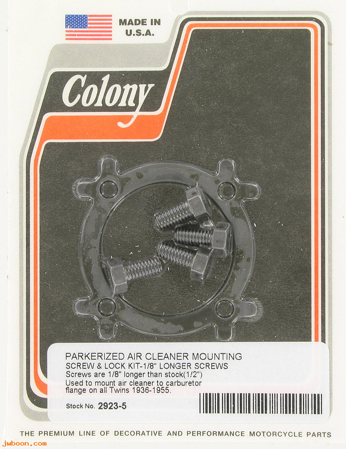 C 2923-5 (29155-36 / 3625+): Air cleaner mounting screws & lockwasher, 1/2" screws - '36-'55