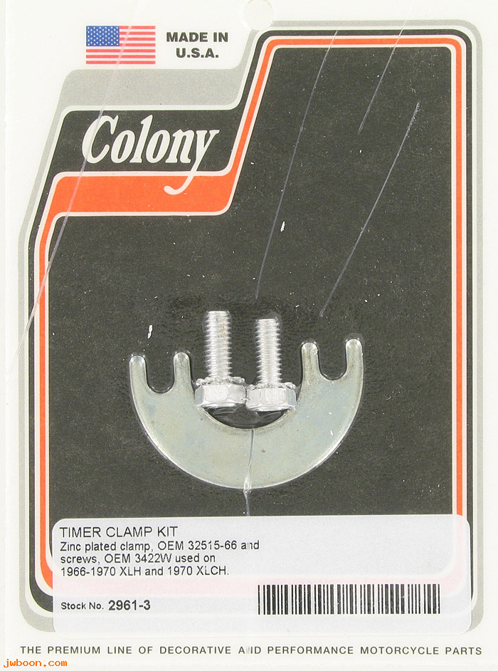 C 2961-3 (32515-66): Timer clamp and bolts - XLH '66-'70. XLCH 1970. Servi-car 66-73
