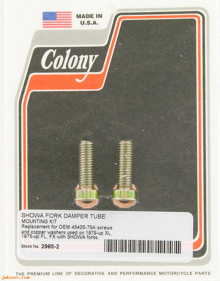 C 2985-2 (45405-75A): Fork damper tube screw kit - FL L77-84. XL 75-87, in stock