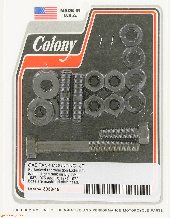 C 3038-18 (61605-36 / 4072): Gas tank mounting kit - plain head bolts - Big Twins '36-'75