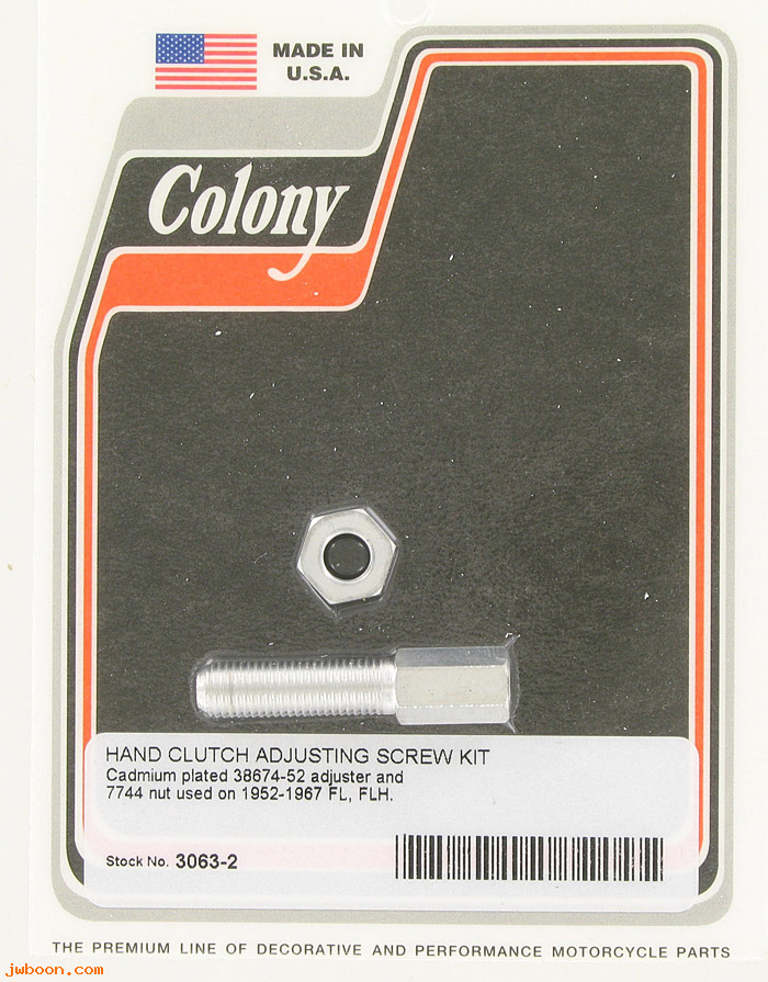 C 3063-2 (38674-52): Hand clutch adjusting screw and nut - Big Twins '52-'67, in stock