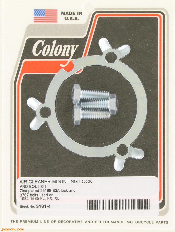 C 3161-4 (29168-83A): Lock plate and screws, air cleaner - XL L84-85. FLT. FXRT. FXST