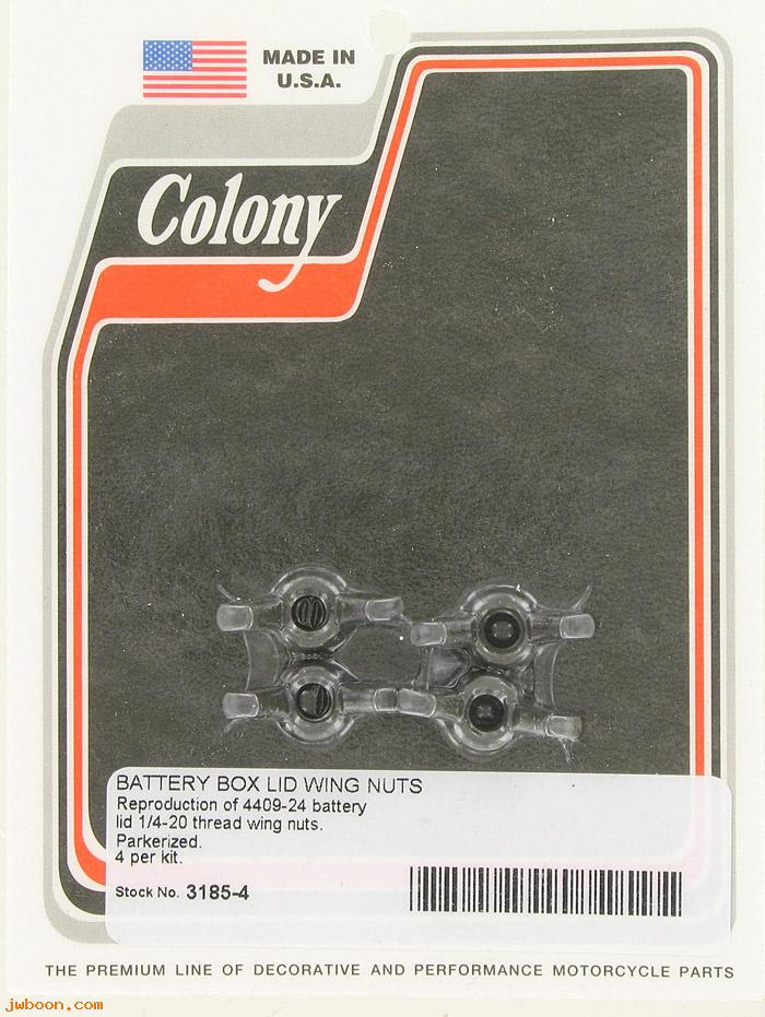 C 3185-4 (66387-24 / 4409-24): Wing nuts, battery cover, 1/4"-20 - JD 24-25. Singles.750cc 29-63