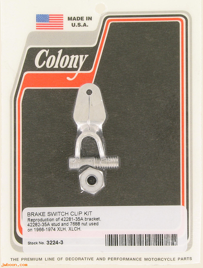 C 3224-3 (42281-35A /42282-35A): Brake switch clip kit - Sportster, XL '66-'74, in stock, Colony