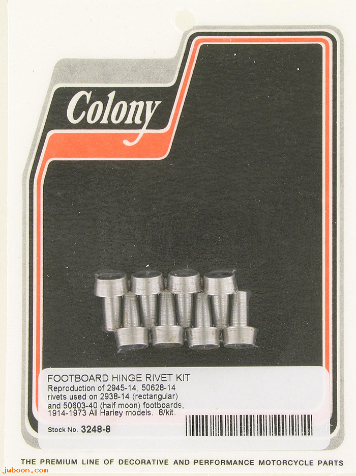 C 3248-8 (50628-14 / 2945-14): Rivets, footboard hinge (8) - All models '14-'73, in stock,Colony