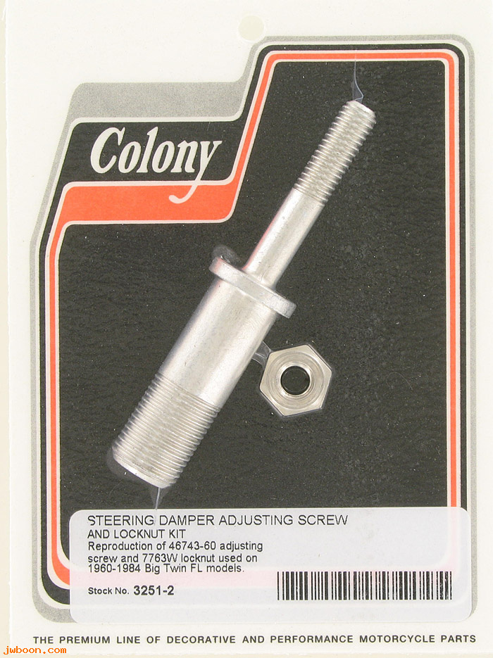 C 3251-2 (46743-60): Adjusting screw, steering damper - FL '60-'84. Servi-car '60-'73