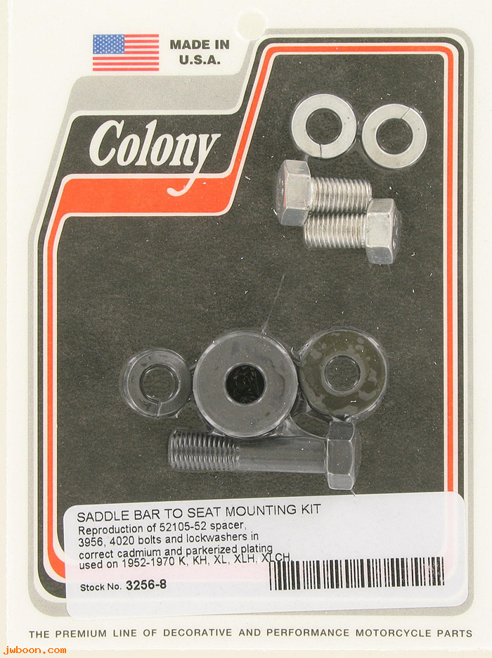 C 3256-8 (52105-52): Seat to saddle bar mounting kit - K,KH,XL '52-'67,in stock,Colony