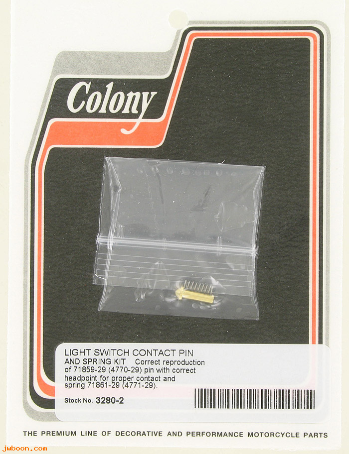 C 3280-2 (71859-29 / 71861-29): Light switch pin and spring - All models 29-70, in stock, Colony