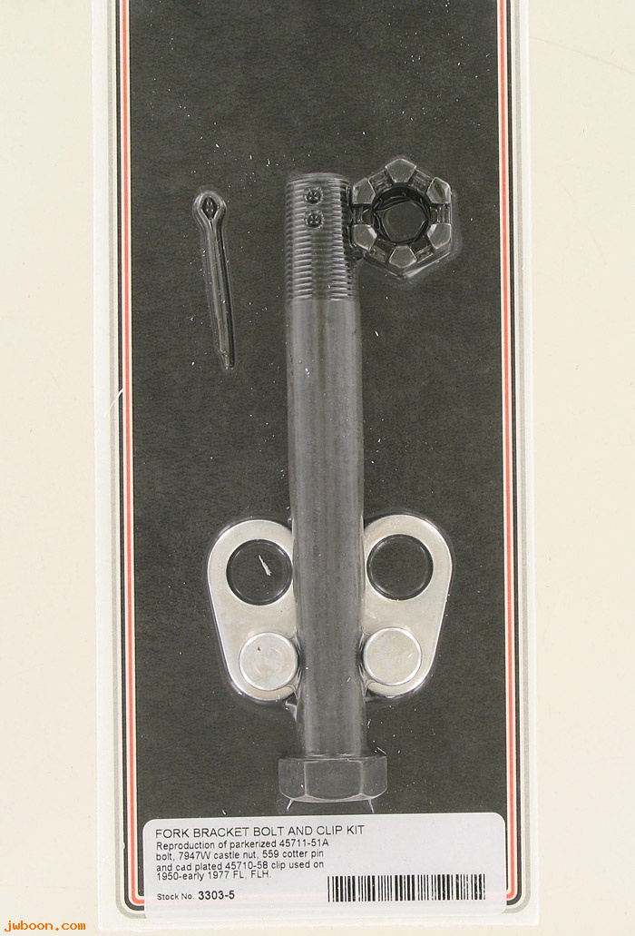 C 3303-5 (45711-51A / 45710-58): Fork bracket bolt kit,adjustable fork - FLH '58-'77, in stock