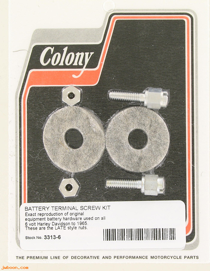 C 3313-6 (66110-23 / 4435-23): Battery terminal screw kit - All models '23-'64, in stock, Colony