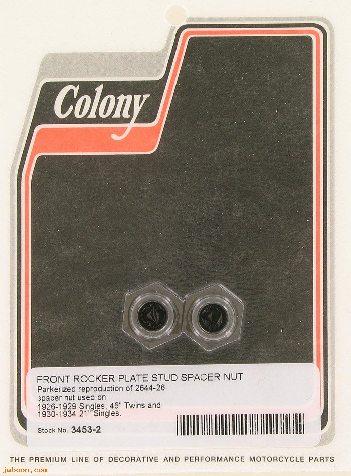 C 3453-2 ( 2644-26): Spacer nuts, front rocker plate stud - Singles, 750cc '26-'34