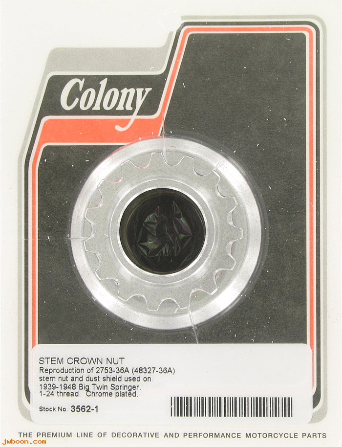 C 3562-1 ( 2753-36A / 48327-36): Fork stem nut, with guard - Big Twins '39-'48, in stock, Colony