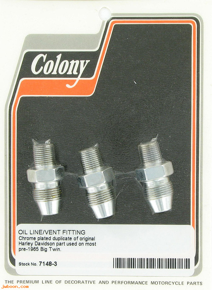 C 7148-3 (63533-15 / 3577-15): Oil line fittings (3) - All models '15-'64, in stock. Colony