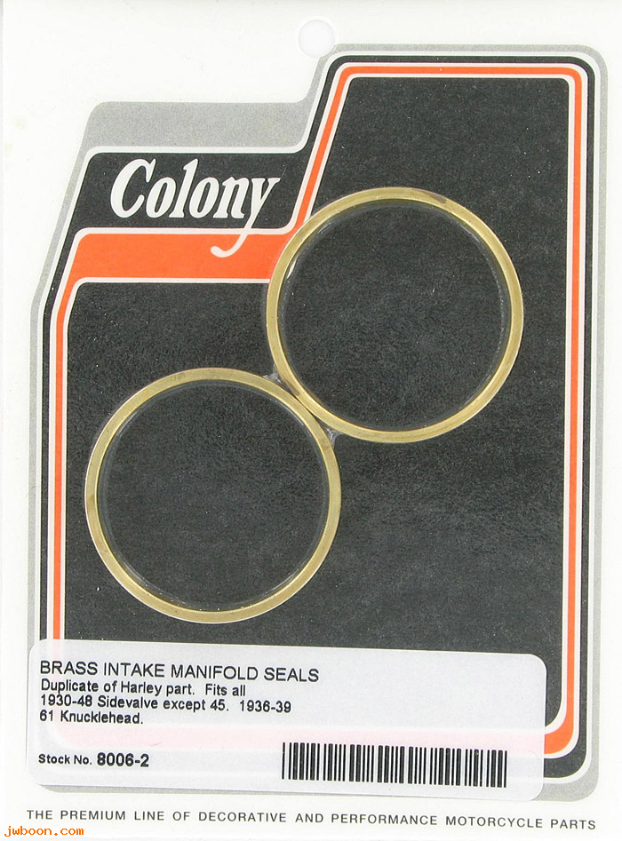 C 8006-2 (27057-30 / 1118-30): Intake manifold seals (2) - VL,UL 30-48. EL 36-39. WLD, in stock