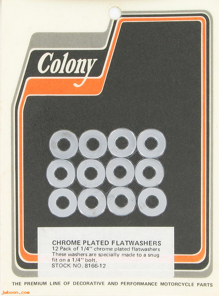 C 8166-12 (): Flatwashers, 1/4" x 9/16" x 3/64"    (12), in stock, Colony