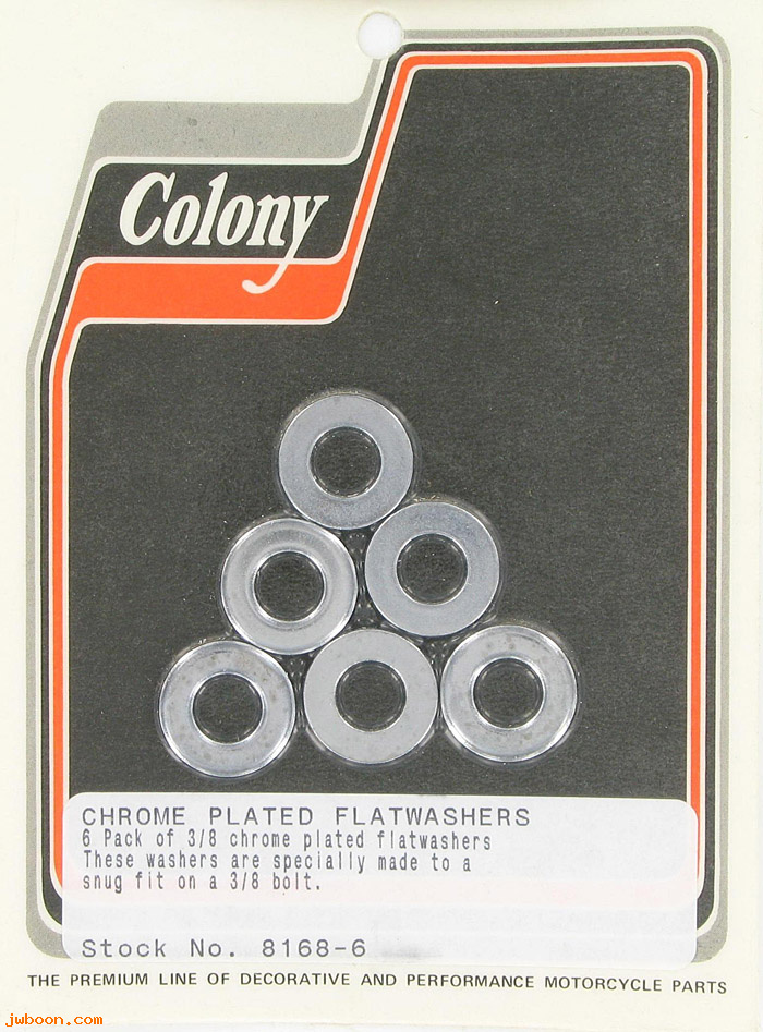 C 8168-6 (): Flatwashers, 3/8" x 3/4" x 3/32"      (6), in stock