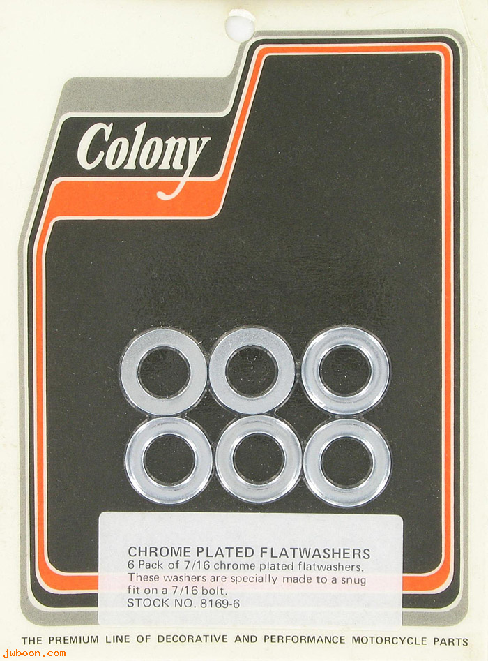 C 8169-6 (): Flatwashers, 7/16" x 3/4" x 3/32"    (6), in stock