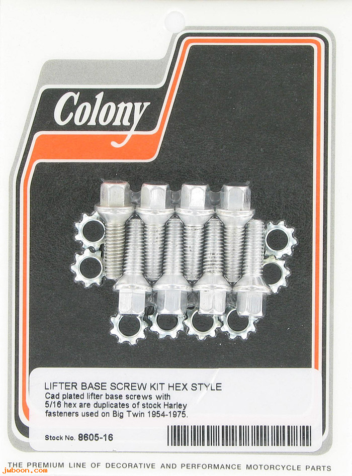 C 8605-16 (18660-53): Lifter base screws, stock hex - Big Twins '54-'75.Colony in stock