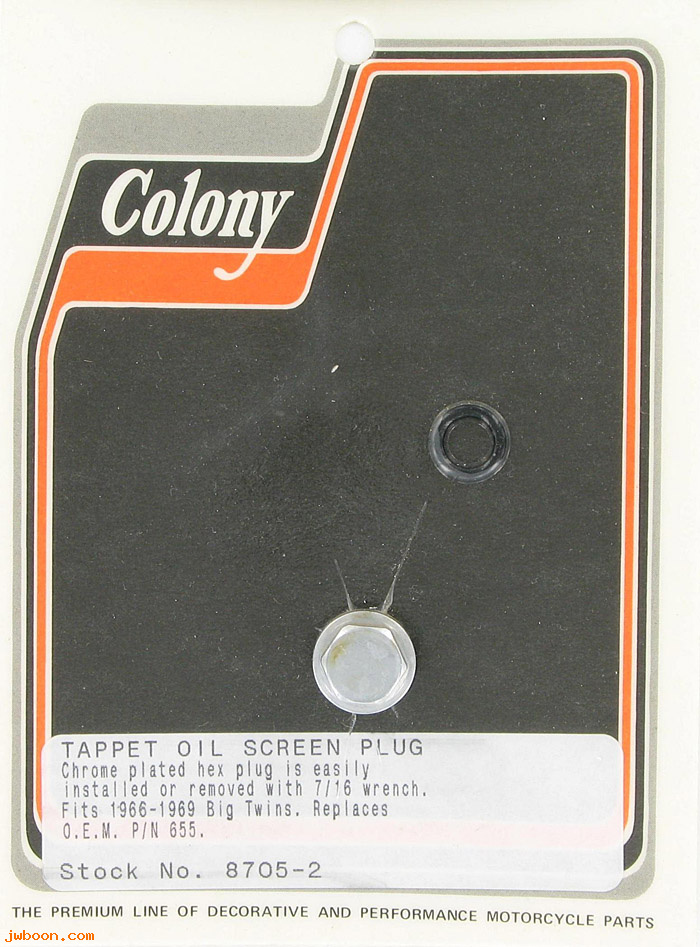 C 8705-2 (     655): Tappet oil screen plug, custom hex - FL '66-'69, Colony in stock