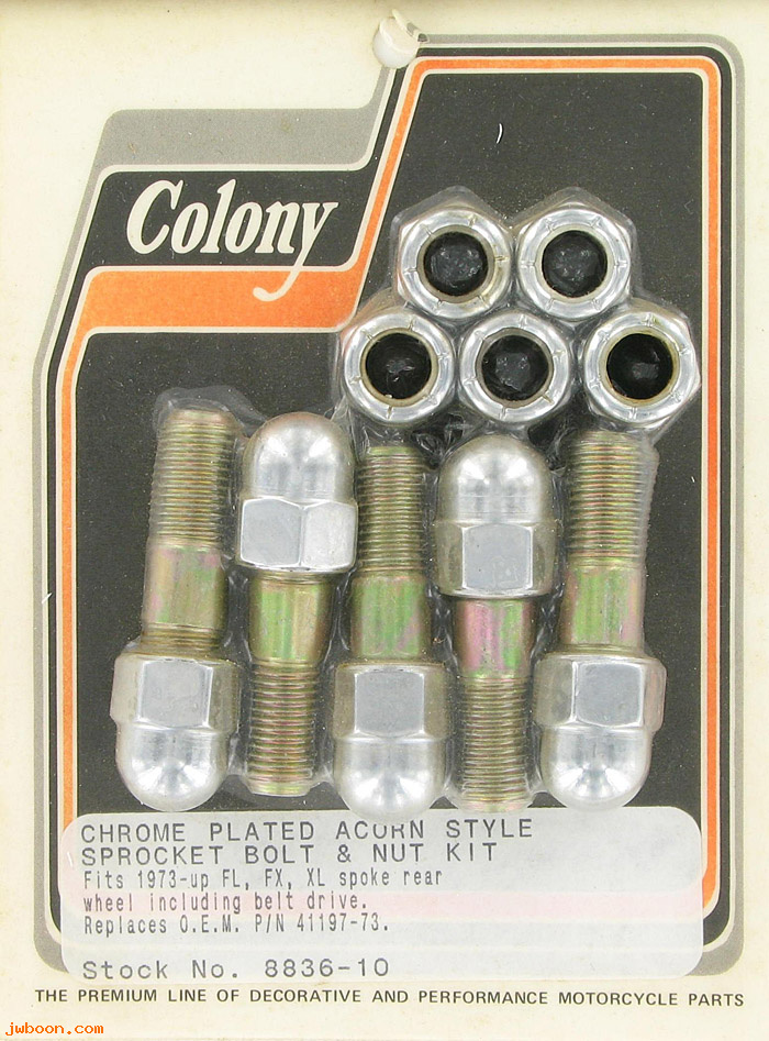 C 8836-10 (41197-73): Rear sprocket bolts, spoke wheels, acorn - FL, XL '73-up