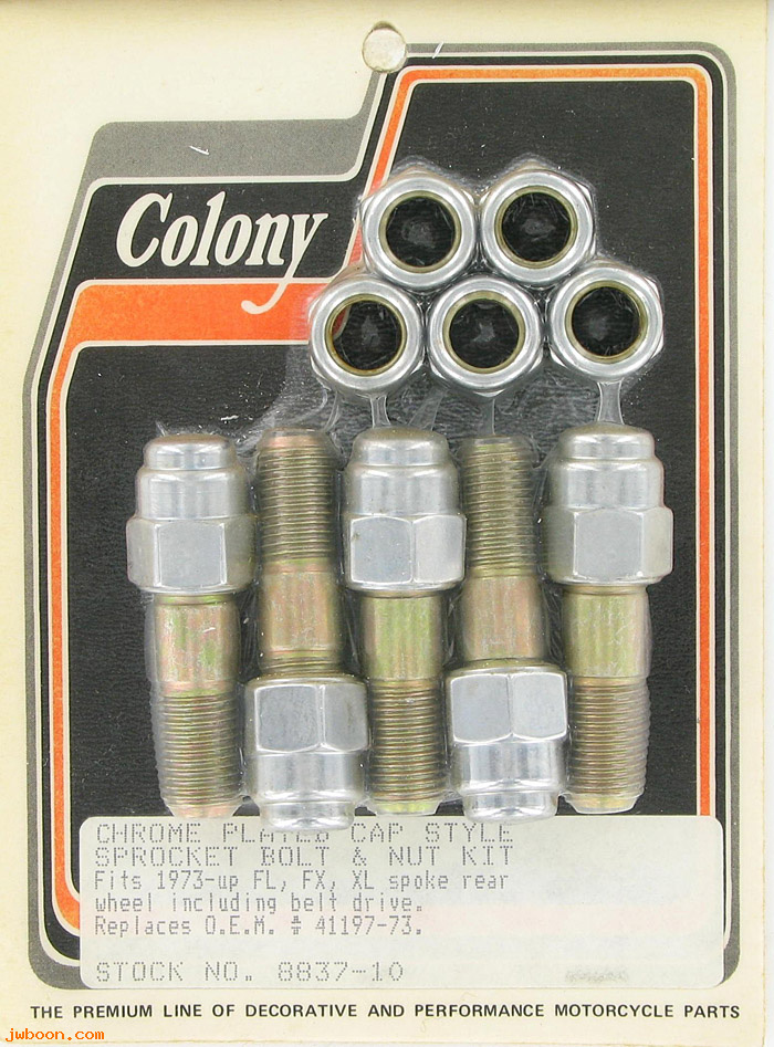 C 8837-10 (41197-73): Rear sprocket bolts, spoke wheels, cap - FL, XL '73-up