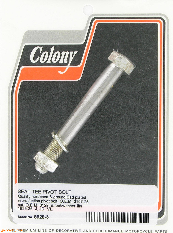 C 8928-3 ( 3107-25): Seat tee pivot bolt - J,JD,V,VL,VLH '25-'36, in stock, Colony