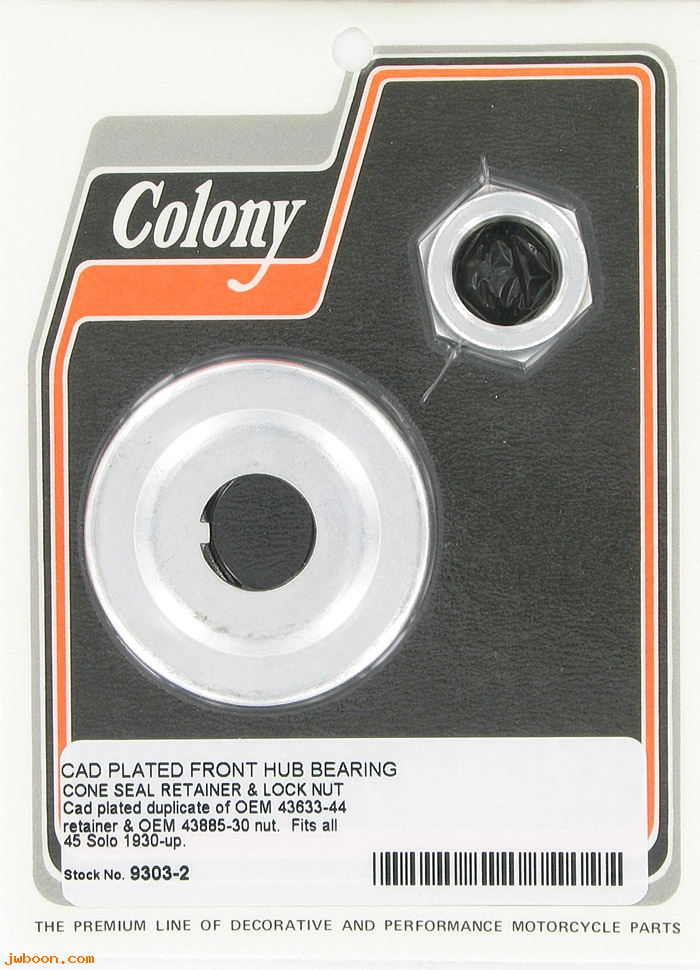 C 9303-2 (43633-44 / 43885-44): Front hub oil seal retainer and nut - WL,WLA '44-'52, fits 30-52