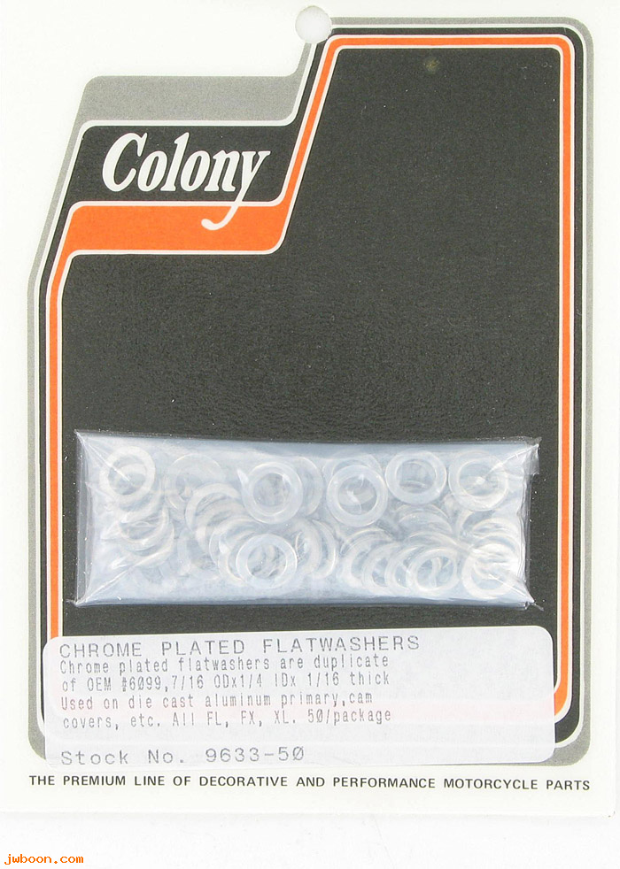 C 9633-50 (    6099): Flatwashers, 7/16"     50-pack Colony, in stock