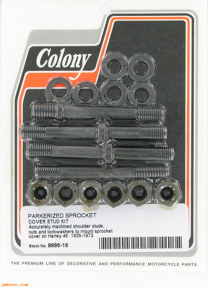 C 9686-16 (34892-33 / 34891-33): Sprocket cover stud and nut kit - 45" & 750cc '35-'73, in stock