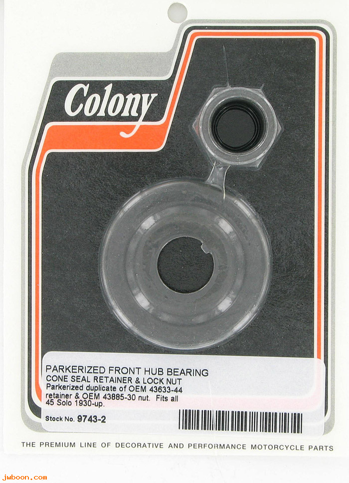 C 9743-2 (43633-44 / 43885-44): Front hub oil seal retainer and nut - WL,WLA '44-'52, fits 30-52