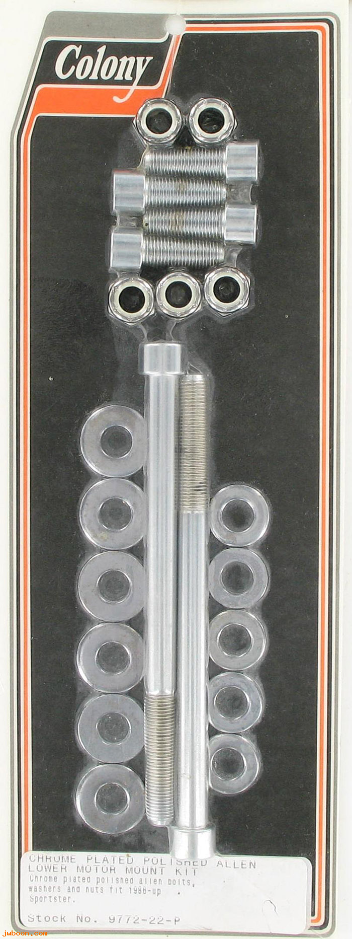 C 9772-22-P (): Lower motor mount kit, polished Allen - XL's '86-'98, in stock