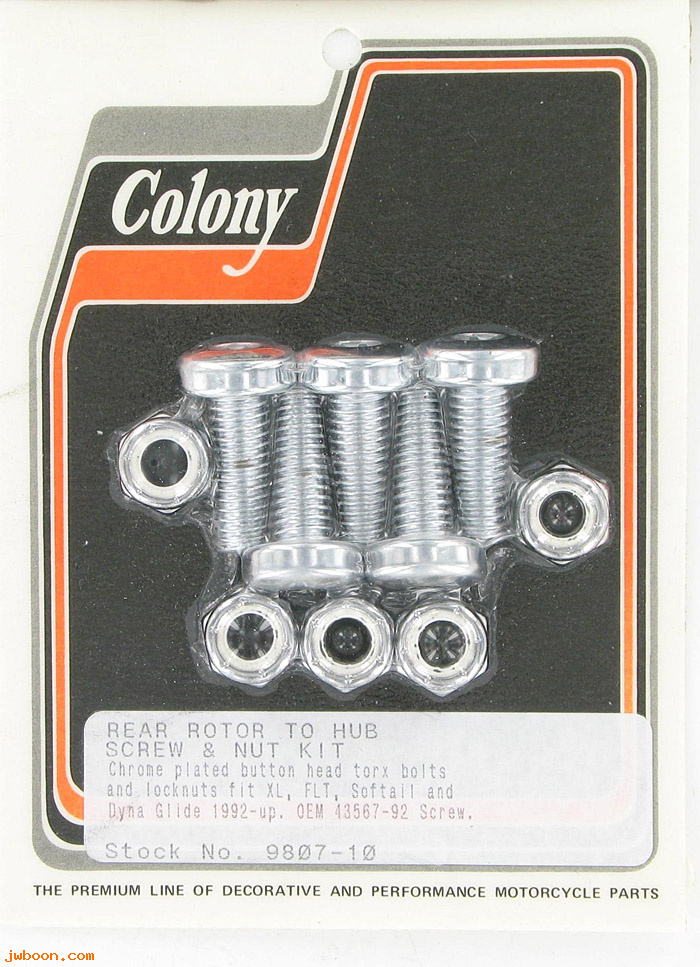 C 9807-10 (43567-92): Rear rotor to hub screw kit, button head, Torx,  3/8"-16 x 1"