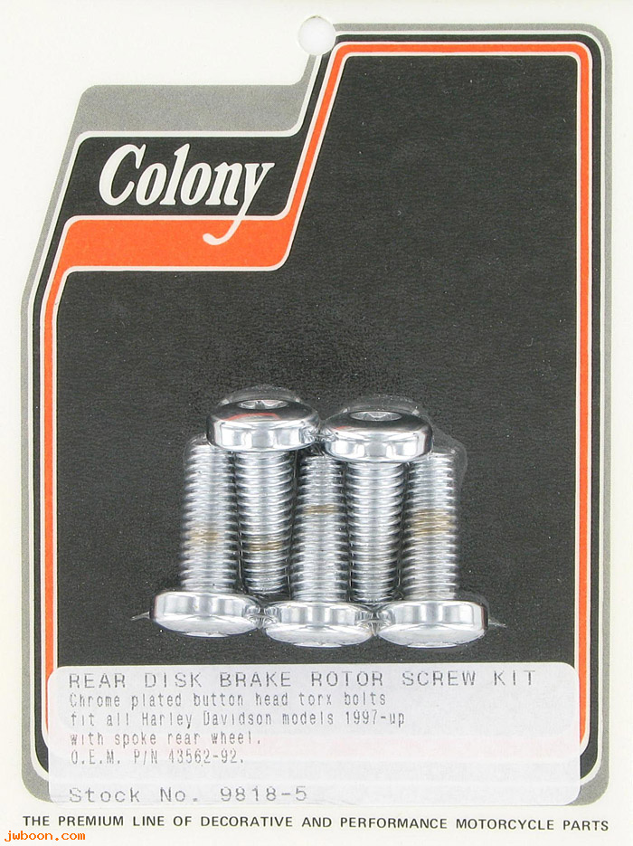C 9818-5 (43562-92): Rear disc brake rotor screws,button head torx - Spoke wheels '97-