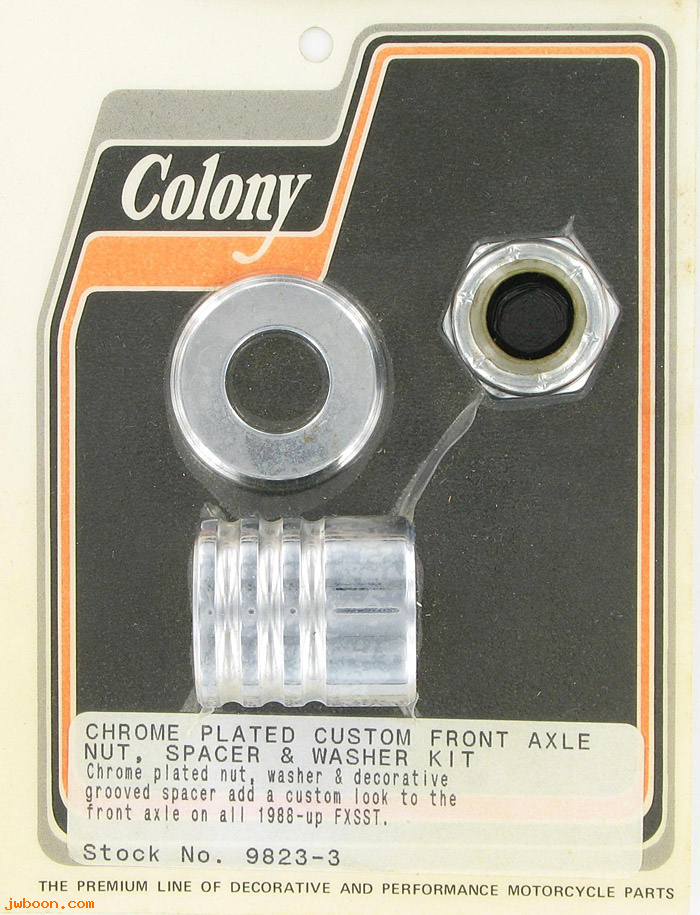 C 9823-3 (40910-84A): Front axle nut and spacer kit, custom grooved - FXSTS '88-'96