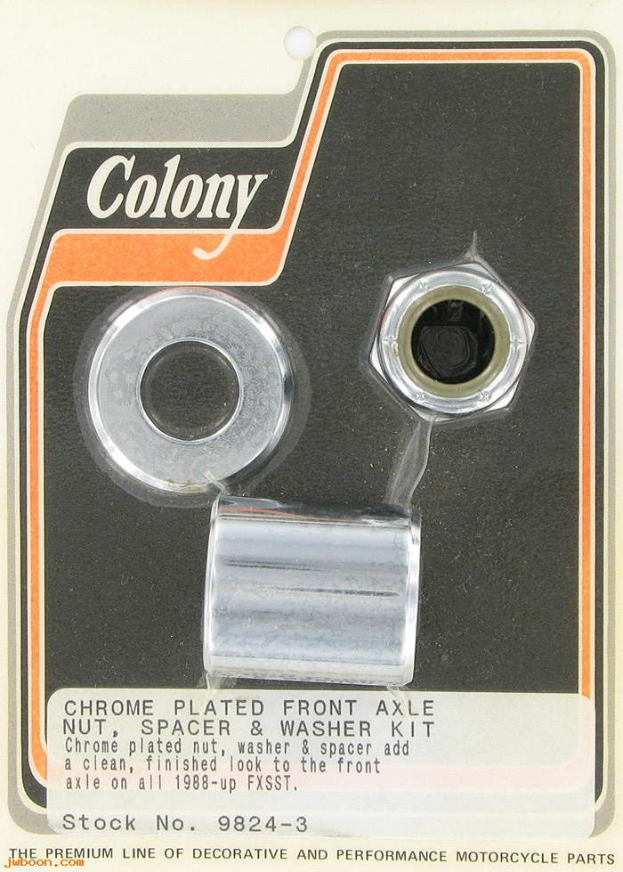 C 9824-3 (40910-84A): Front axle nut and spacer kit - FXSTS '88-'96, in stock Colony