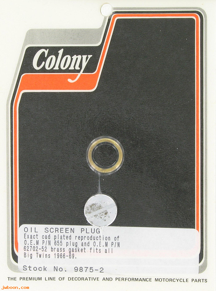 C 9875-2 (     655 / 62702-52): Oil screen plug w. washer - Shovelhead FL 66-69, in stock Colony