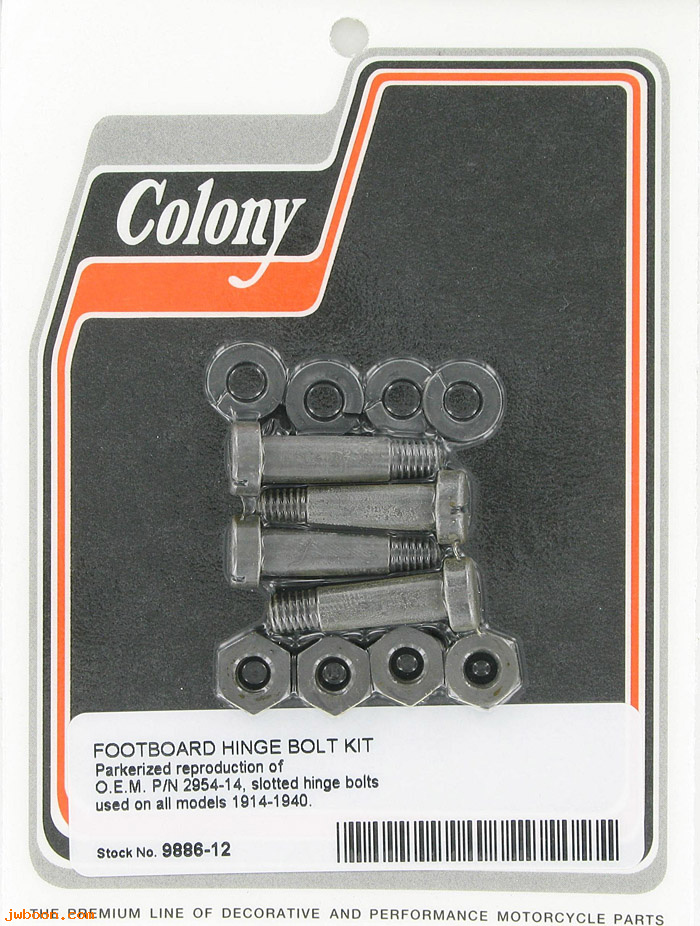 C 9886-12 (50635-14 / 2954-14): Footboard hinge bolts, slotted - All models '41-earlier, in stock