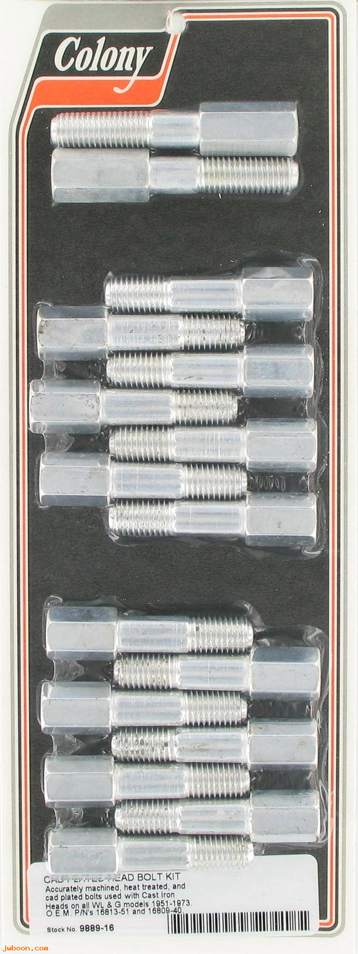 C 9889-16 (16813-51 / 16809-40): Head bolt set, iron heads - Flathead WL,Servi-car 51-73, in stock