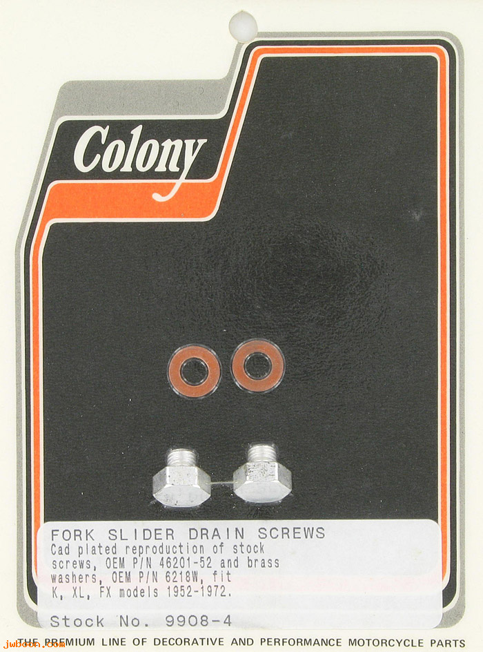 C 9908-4 (46201-52): Fork slider drain screws - K,KH, Ironhead XL, FX '52-'72,in stock