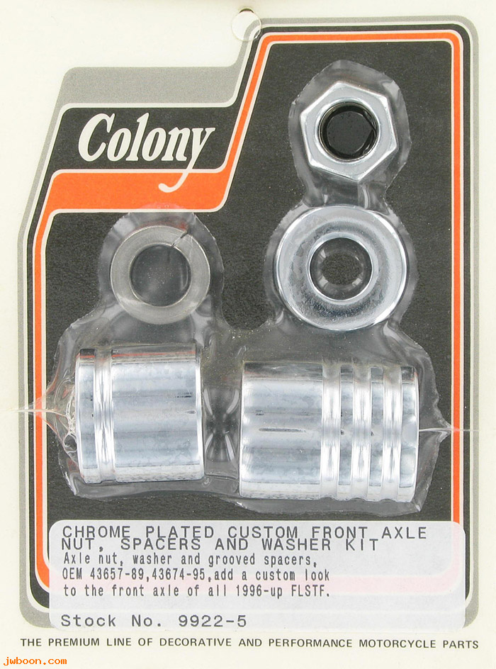 C 9922-5 (): Front axle nut and spacer kit, custom grooved - FLSTF '96-'99