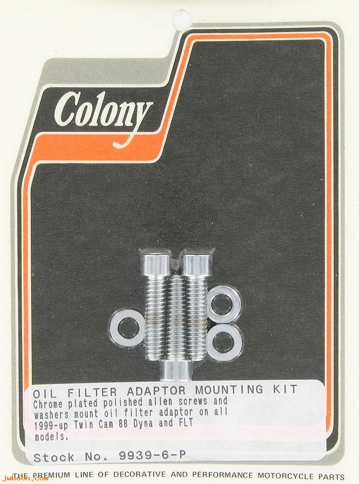 C 9939-6-P (): Oil filter adapter mount kit, polished Allen - TCam, FXD,FLT '99-