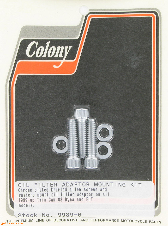 C 9939-6 (): Oil filter adapter mount kit, Allen - Twin Cam, FXD, FLT '99-